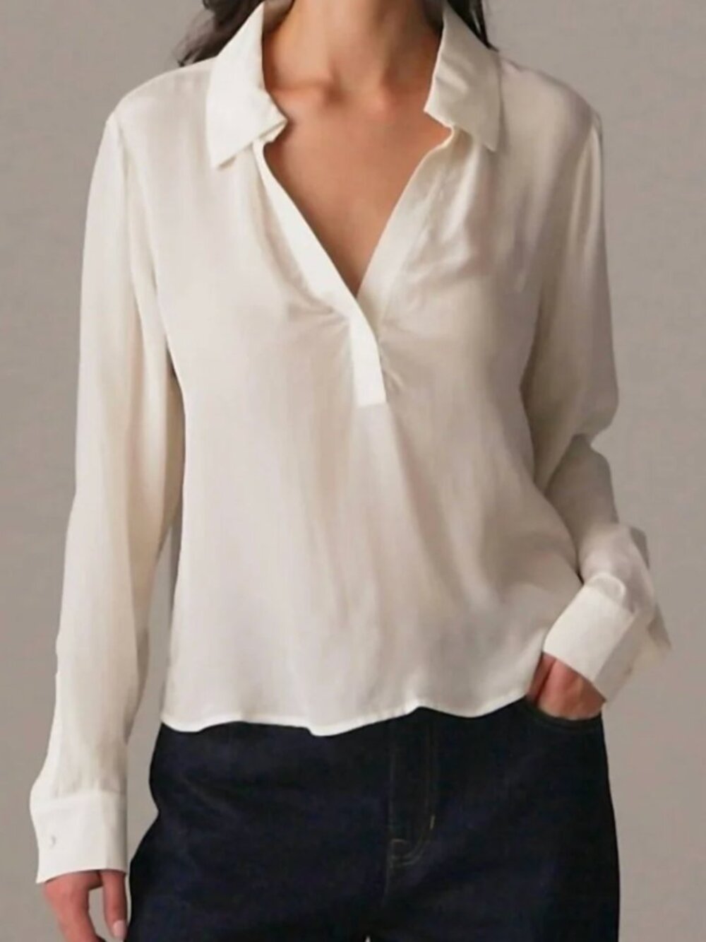 Bungalow popover shirt in crepe de chine